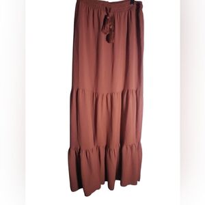 Rachel Zoe Tiered Maxi Skirt in Rust Brownl Size M Boho Festival Casual